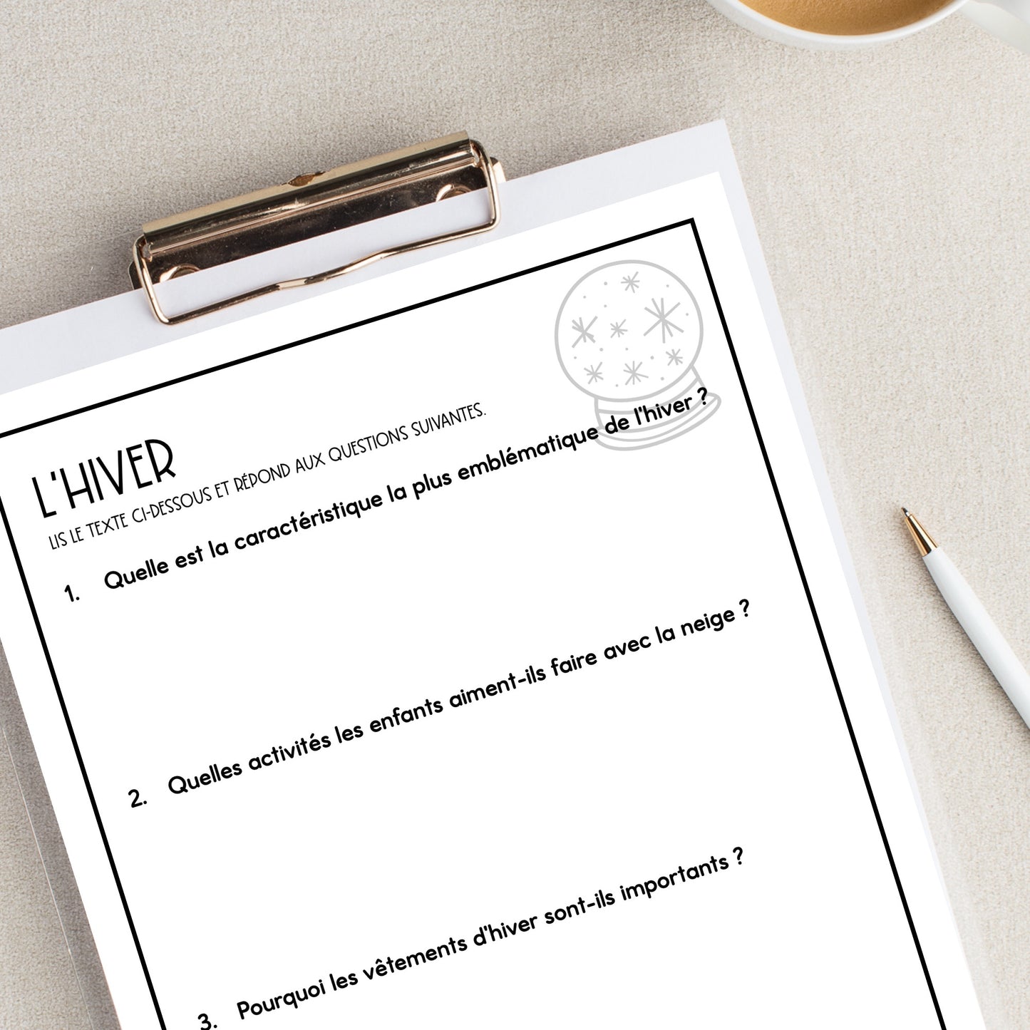 French Reading Comprehension Activity | l'hiver