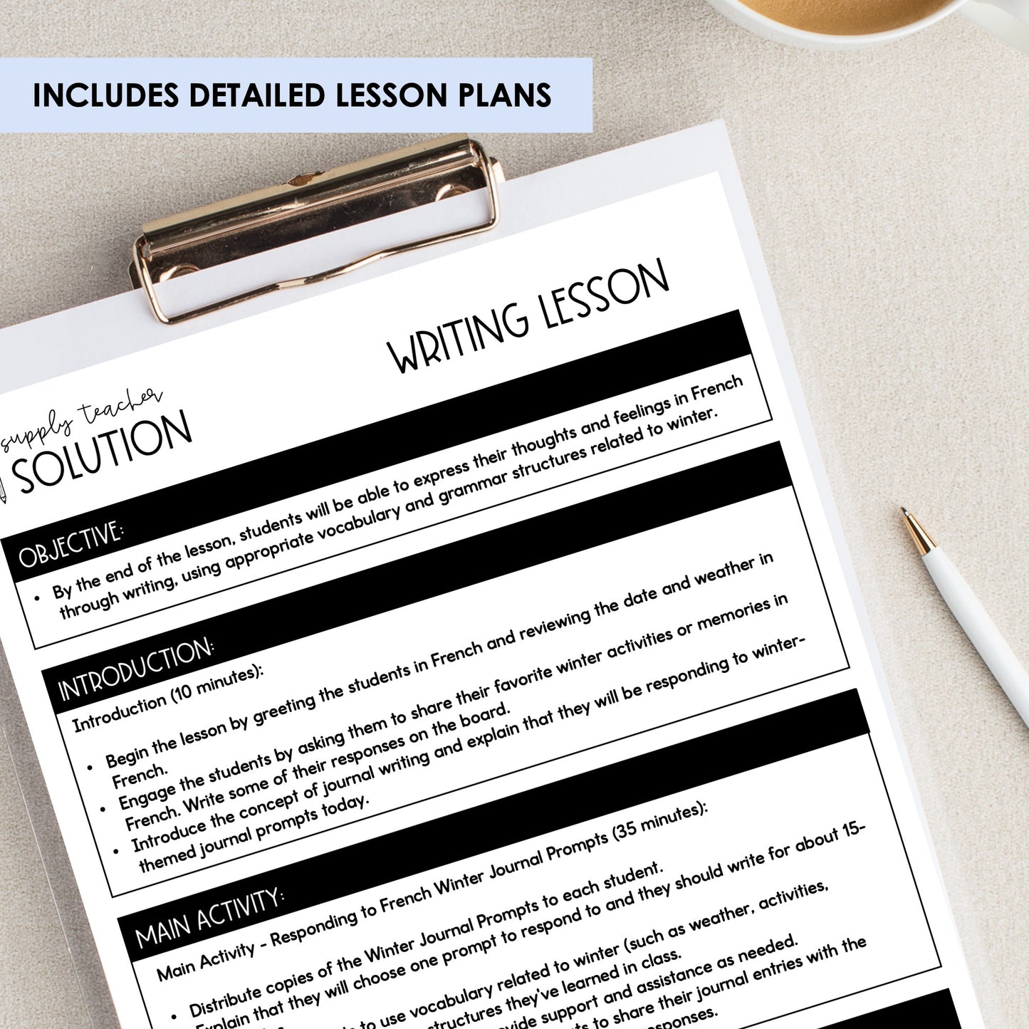 Supply Teacher Solutions | French Immersion Resource Pack | Winter Edition