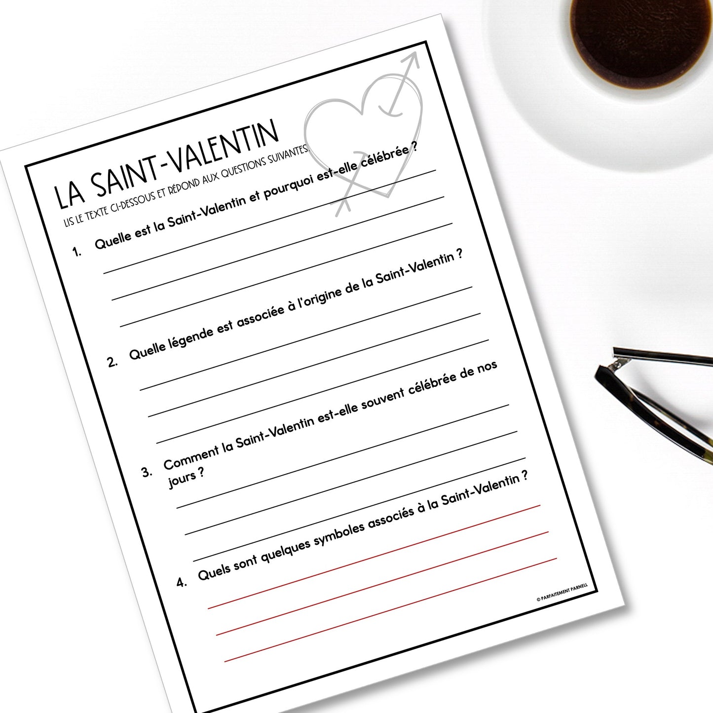 French Reading Comprehension Activity | Valentine's Day - la Saint-Valentin