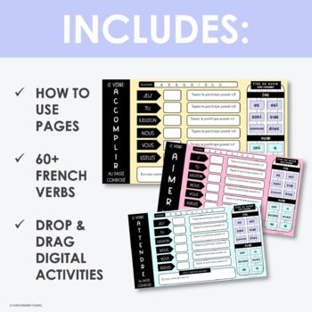 Digital French Verb Games (-ER, -IR, -RE au passé composé) | les verbes