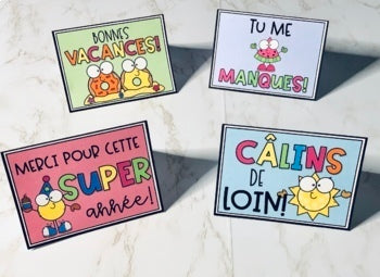 French & English End of Year Cards - la fin de l'année scolaire