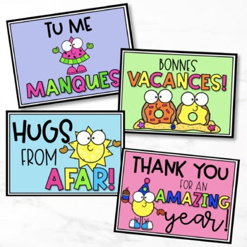 French & English End of Year Cards - la fin de l'année scolaire