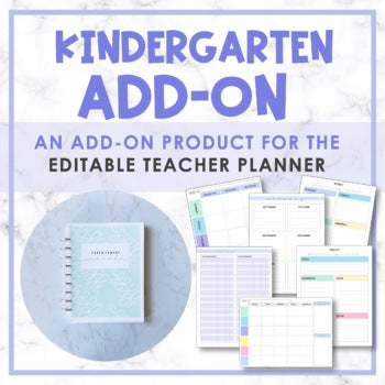 Kindergarten Add-On | Editable Teacher Planner (English & French)