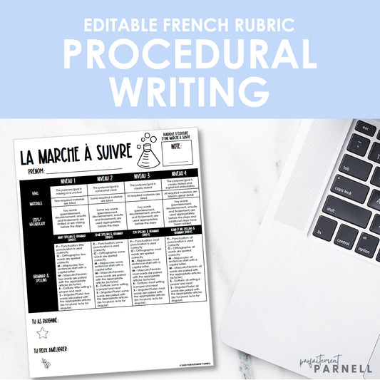 French Procedural Writing Rubric - La marche à suivre