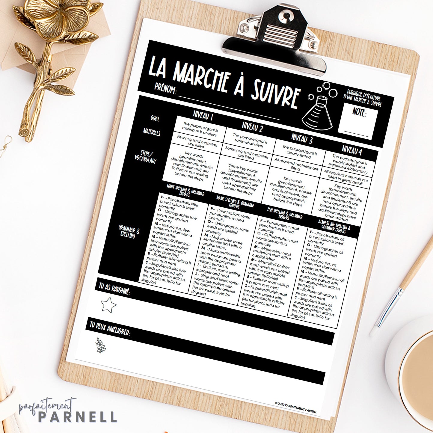 French Procedural Writing Rubric - La marche à suivre