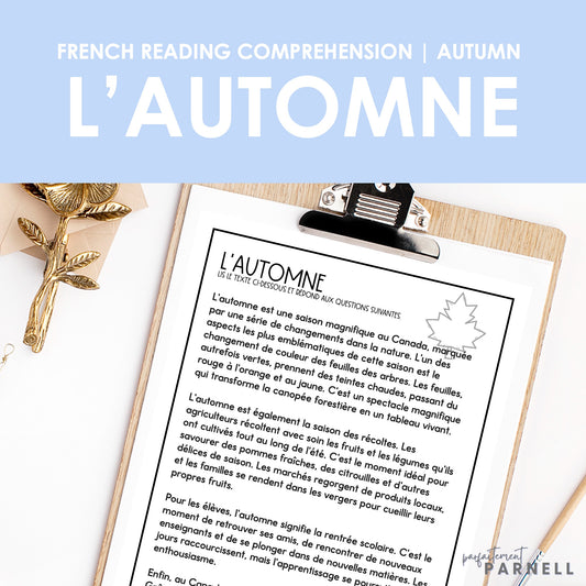 French Reading Comprehension Activity | l'automne
