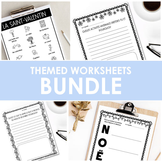 French Themed Worksheets Bundle | Printable Games & Activities