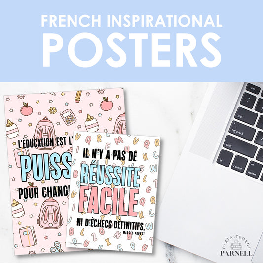 French Growth Mindset & Inspirational Posters - Volume 15 | retro school