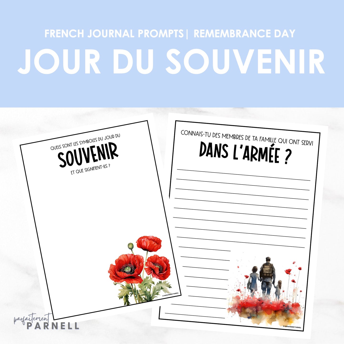 French Remembrance Day-Themed Journal Prompts | le Jour du Souvenir