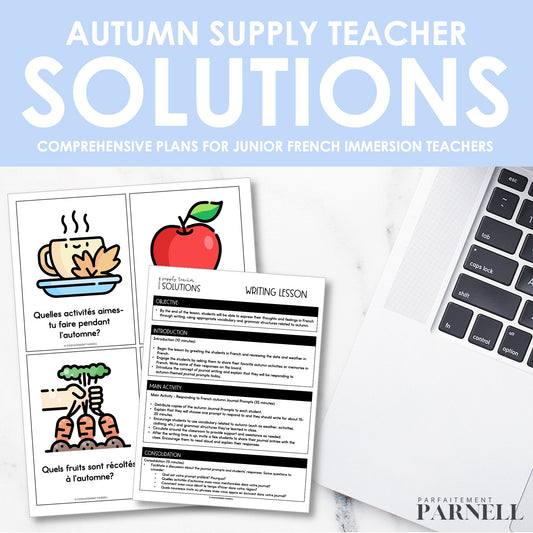 Supply Teacher Solutions | French Immersion Resource Pack | Autumn Edition