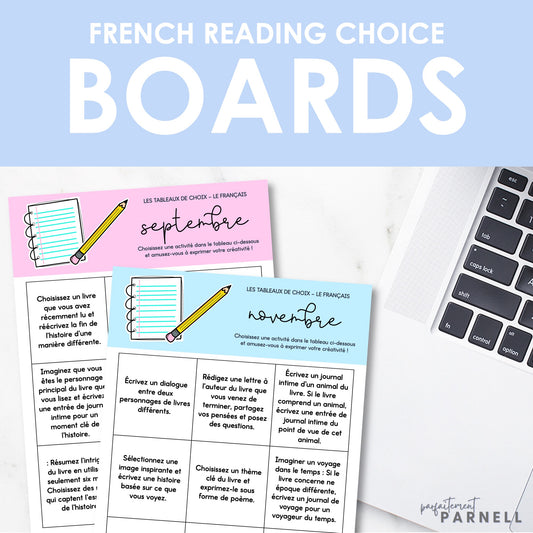 French Reading Choice Boards | la lecture