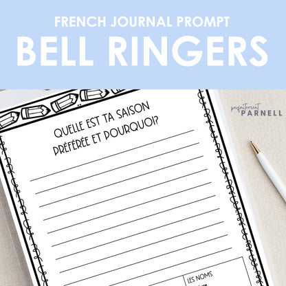 French Journal Prompt Bell Ringers | 105 Days of Writing Prompts