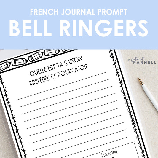 French Journal Prompt Bell Ringers | 105 Days of Writing Prompts