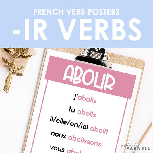 French Verb Posters | les verbes en -IR (au présent)