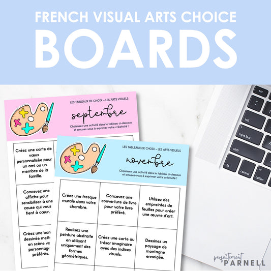 French Visual Arts Choice Boards | les arts plastiques