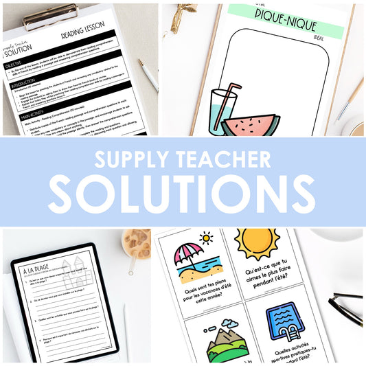 Supply Teacher Solutions Bundle | French Immersion Resource Packs