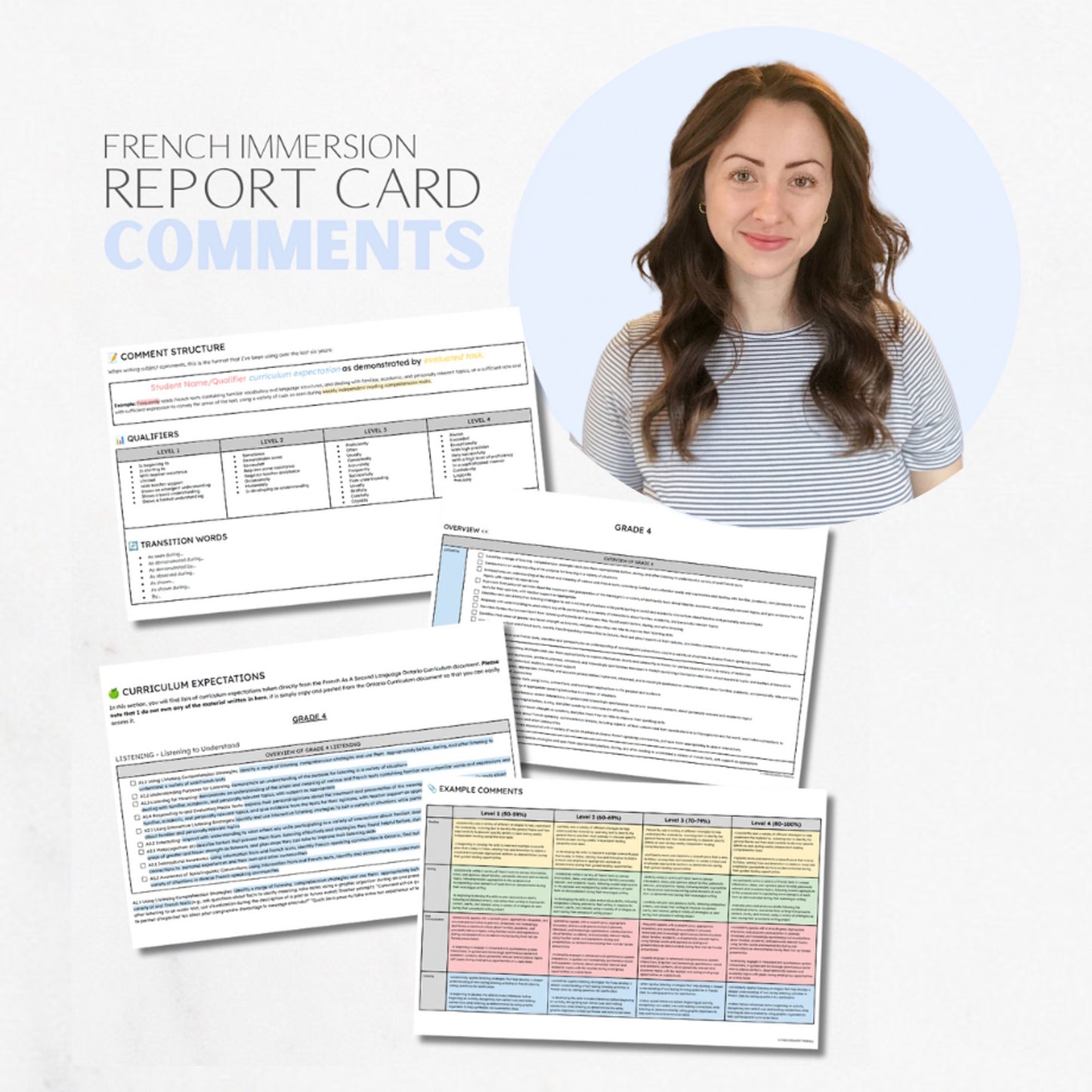 Report Card Comment Builder & Next Steps for FSL Teachers (Grades 4 to 6)