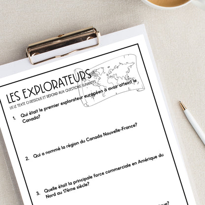 French Reading Comprehension Activity | les explorateurs