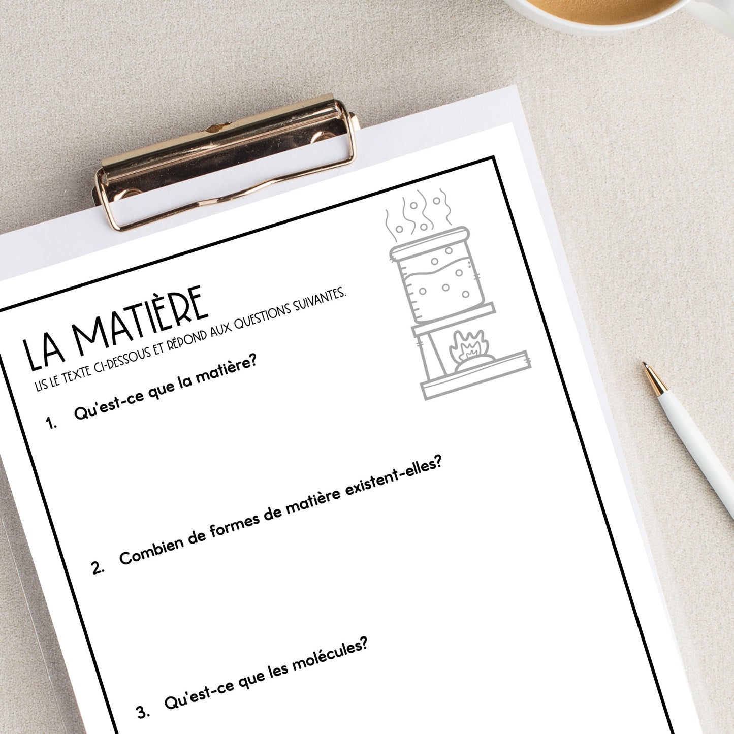 French Reading Comprehension Activity | les changements de la matière