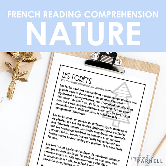 French Nature Reading Comprehension Activity | la nature
