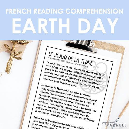 French Earth Day Reading Comprehension Activity | le jour de la terre