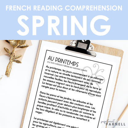 French Spring Reading Comprehension Activity | le printemps