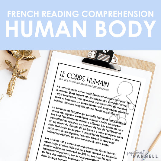 French Human Body Reading Comprehension Activity | le corps humain