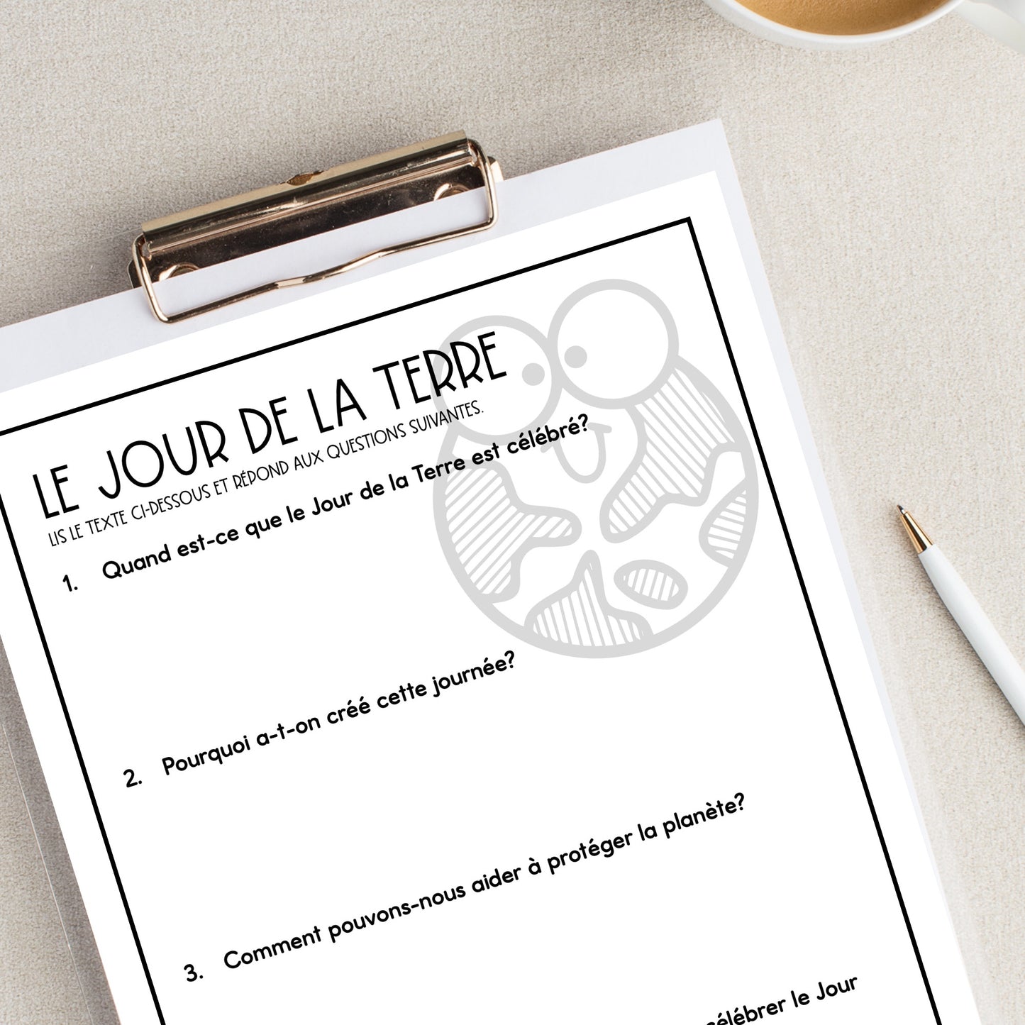 French Earth Day Reading Comprehension Activity | le jour de la terre