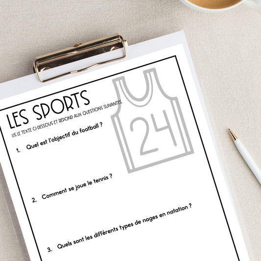 French Sports Reading Comprehension Activity | les sports
