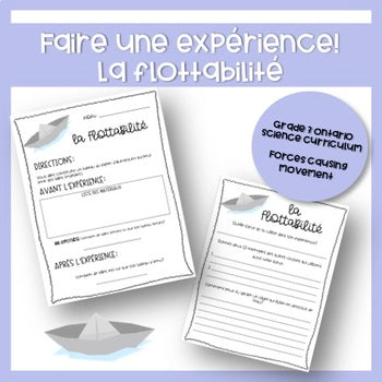 French Buoyancy Experiment - Faire une expérience! La flottabilité