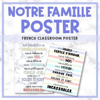 Notre famille - French Classroom Poster