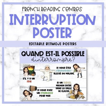 FRENCH Reading Centers -  Editable Interruptions Poster Template