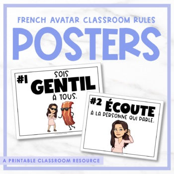 FRENCH Classroom Rules – Editable Poster Templates