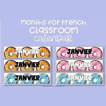 French JUMBO Classroom Calendar - Donut Theme