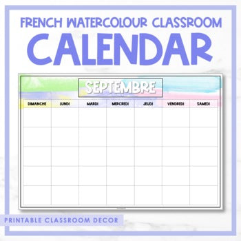 French Watercolour JUMBO Classroom Calendar