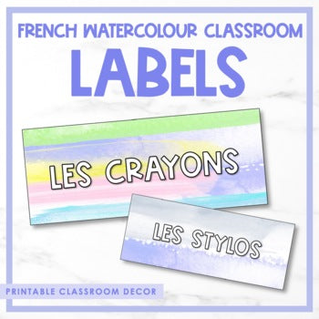 French Watercolour Classroom Labels