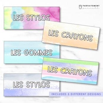 French Watercolour Classroom Labels