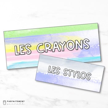 French Watercolour Classroom Labels