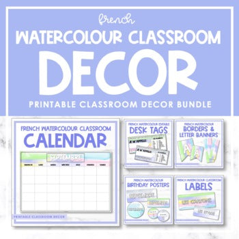 French Watercolour Classroom Decor Bundle