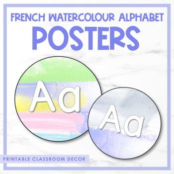 French Watercolour Alphabet Word Wall Posters