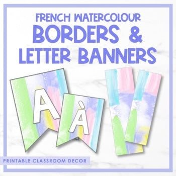 French Watercolour A-Z Banner & Decorative Borders