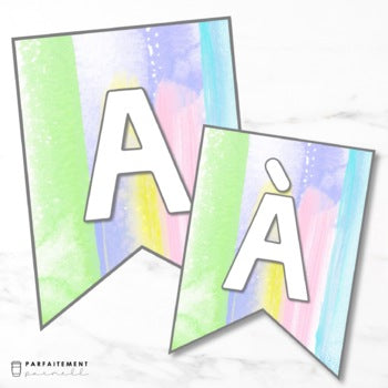 French Watercolour A-Z Banner & Decorative Borders