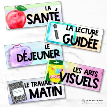 French Watercolour Schedule Cards