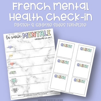 French Mental Health Check-In - Poster & Google Slides Template