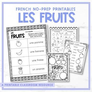 French Fruit Printable Worksheets - Les fruits