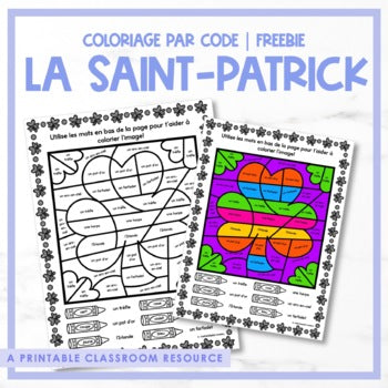 La Saint-Patrick - Coloriage par code FREEBIE