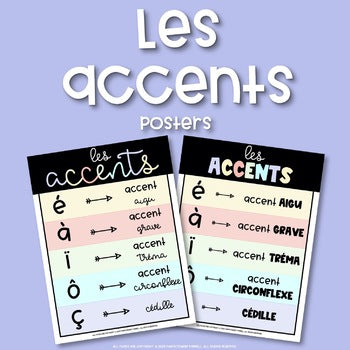 French Accent Cards, Posters & Matching Games - Affiches des accents