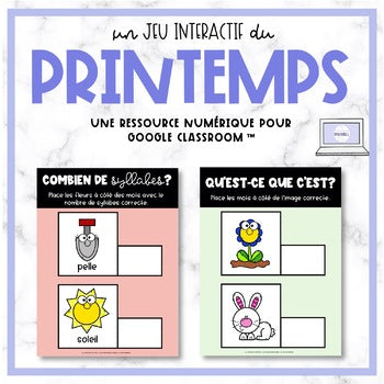 FRENCH Distance Spring Vocabulary Activities for Google Classroom™