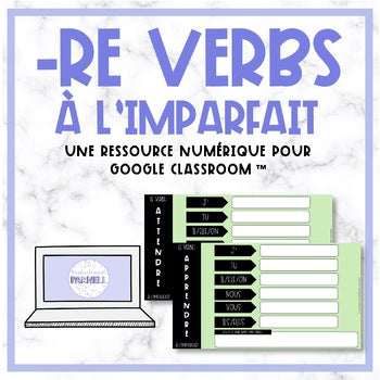 FRENCH -RE Verb Game (à l'imparfait) for Google Classroom - Distance Learning