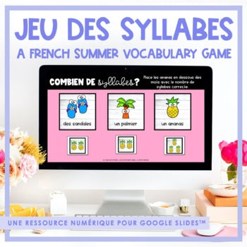 French Summer Vocabulary Game | Jeu des syllabes | Distance Learning